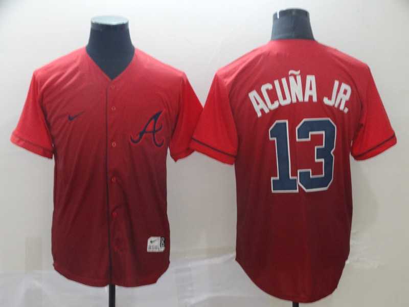 Braves 13 Ronald Acuna Jr Red Drift Fashion Jersey,We sell and wholesale Braves 13 Ronald Acuna Jr Red Drift Fashion Jersey on line form chian!
